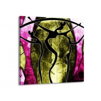 Glas schilderij Abstract | Roze, Zwart, Groen | 50x50cm 1Luik