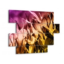 Glas schilderij Bloem | Bruin, Roze, Geel | 115x85cm 4Luik