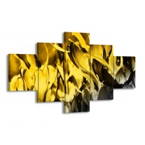 Glas schilderij Bloem | Geel, Grijs, Zwart | 125x70cm 5Luik