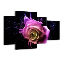 Glas schilderij Roos | Paars, Roze, Zwart | 120x75cm 4Luik