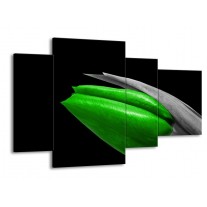 Glas schilderij Tulp | Groen, Zwart, Grijs | 120x75cm 4Luik