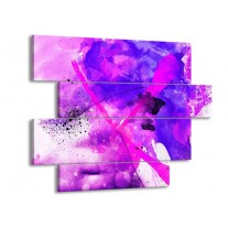 Glas schilderij Abstract | Paars, Roze, Wit | 115x85cm 4Luik