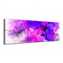 Glas schilderij Abstract | Paars, Roze, Wit | 120x40cm 3Luik