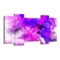 Canvas schilderij Abstract | Paars, Roze, Wit | 120x65 5Luik