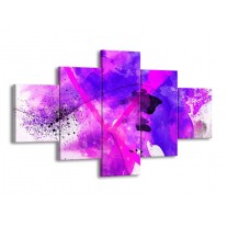 Canvas schilderij Abstract | Paars, Roze, Wit | 125x70cm 5Luik