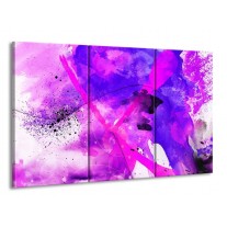 Glas schilderij Abstract | Paars, Roze, Wit | 165x100cm 3Luik