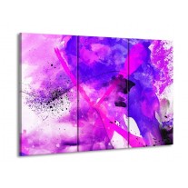 Canvas schilderij Abstract | Paars, Roze, Wit | 90x60cm 3Luik