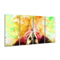Glas schilderij Vrouw | Geel, Groen, Rood | 160x80cm 4Luik