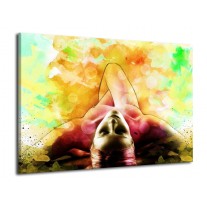 Canvas schilderij Vrouw | Geel, Groen, Rood | 70x50cm 1Luik