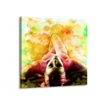 Glas schilderij Vrouw | Geel, Groen, Rood | 70x70cm 1Luik