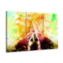 Glas schilderij Vrouw | Geel, Groen, Rood | 90x60cm 3Luik