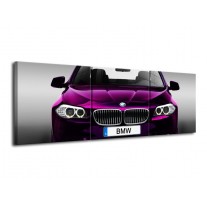 Canvas schilderij BMW | Paars, Grijs, Zwart | 120x40cm 3Luik