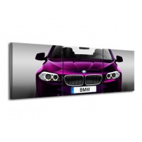 Canvas schilderij BMW | Paars, Grijs, Zwart | 150x50cm 3Luik