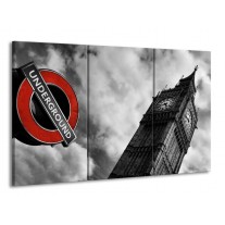 Glas schilderij Londen | Grijs, Zwart, Rood | 165x100cm 3Luik