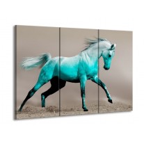 Glas schilderij Paard | Blauw, Grijs | 90x60cm 3Luik