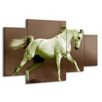 Canvas schilderij Paard | Bruin, Groen | 160x90cm 4Luik