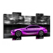 Canvas schilderij Auto | Paars, Zwart | 120x65 5Luik