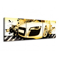 Canvas schilderij Audi | Geel, Zwart, Wit | 120x40cm 3Luik