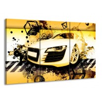 Canvas schilderij Audi | Geel, Zwart, Wit | 165x100cm 3Luik