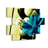 Glas schilderij Bloem | Blauw, Zwart, Groen | 115x85cm 4Luik