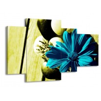 Glas schilderij Bloem | Blauw, Zwart, Groen | 120x75cm 4Luik