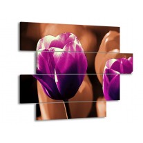 Glas schilderij Tulp | Paars, Bruin, Wit | 115x85cm 4Luik