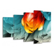 Glas schilderij Tulp | Oranje, Rood, Blauw | 150x100cm 5Luik