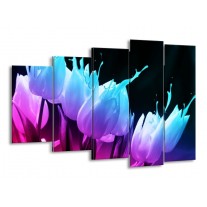 Glas schilderij Tulp | Blauw, Paars, Roze | 150x100cm 5Luik