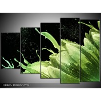 Klok schilderij Tulp | Groen, Zwart | 150x100cm 5Luik