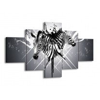 Glas schilderij Zebra | Zwart, Wit, Grijs | 125x70cm 5Luik