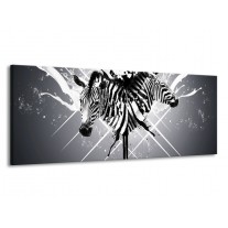 Canvas schilderij Zebra | Zwart, Wit, Grijs | 145x58cm 1Luik