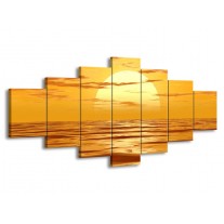 Glas schilderij Zonsondergang | Geel, Oranje, Bruin | 210x100cm 7Luik