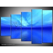 Klok schilderij Natuur | Blauw, Wit | 150x100cm 5Luik