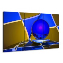 Canvas schilderij Abstract | Blauw, Geel, Grijs | 165x100cm 3Luik