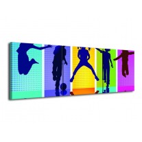 Glas schilderij Springen | Blauw, Geel, Groen | 120x40cm 3Luik