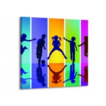 Glas schilderij Springen | Blauw, Geel, Groen | 50x50cm 1Luik