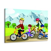 Glas schilderij Fietsen | Groen, Roze, Oranje | 100x70cm 1Luik