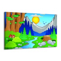 Canvas schilderij Natuur | Blauw, Groen, Geel | 140x90cm 1Luik