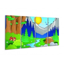 Glas schilderij Natuur | Blauw, Groen, Geel | 160x80cm 4Luik