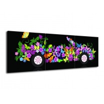 Glas schilderij Auto | Zwart, Groen, Paars | 120x40cm 3Luik