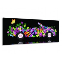 Canvas schilderij Auto | Zwart, Groen, Paars | 145x58cm 1Luik