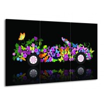 Glas schilderij Auto | Zwart, Groen, Paars | 165x100cm 3Luik