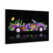 Glas schilderij Auto | Zwart, Groen, Paars | 90x60cm 3Luik
