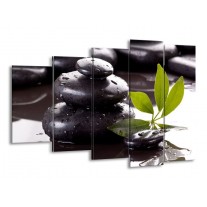 Glas schilderij Stenen | Zwart, Groen, Wit | 150x100cm 5Luik
