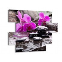 Glas schilderij Orchidee | Zwart, Roze, Grijs | 115x85cm 4Luik