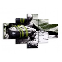 Glas schilderij Stenen | Groen, Zwart, Wit | 125x70cm 5Luik