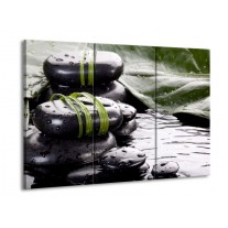 Glas schilderij Stenen | Groen, Zwart, Wit | 90x60cm 3Luik