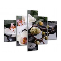 Glas schilderij Orchidee | Geel, Zwart, Wit | 100x70cm 5Luik