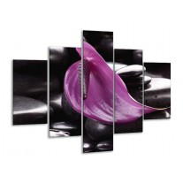 Glas schilderij Bloem | Paars, Bruin, Wit | 100x70cm 5Luik