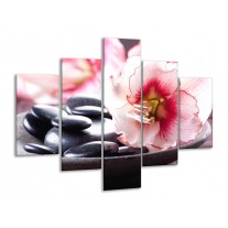 Glas schilderij Bloem | Wit, Roze, Zwart | 100x70cm 5Luik